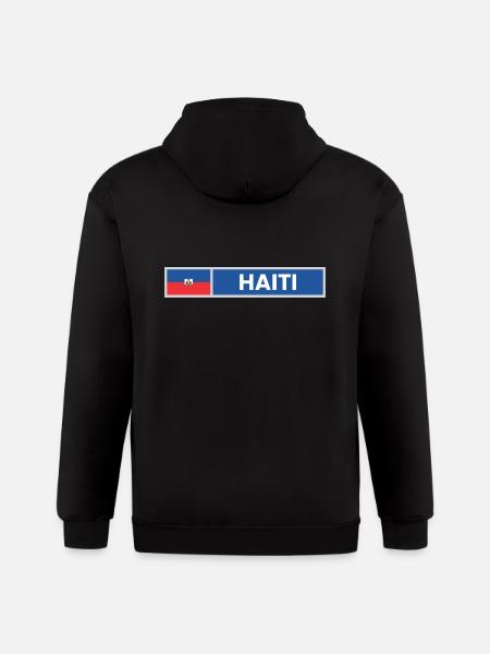 Haiti Flag - Gildan Heavy Blend Adult Zip Hoodie - black