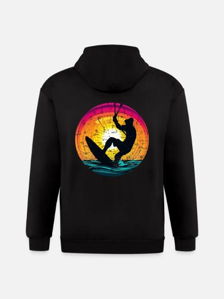 Kite surfer sunset kiting - Gildan Heavy Blend Adult Zip Hoodie - black