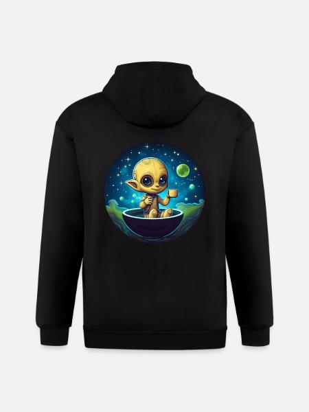 Coffee-loving Alien: Midnight Snack - Gildan Heavy Blend Adult Zip Hoodie - black