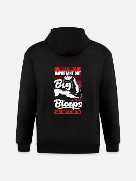 Funny Bodybuilding Biceps Fitness Bodybuilder Gift - Gildan Heavy Blend Adult Zip Hoodie - black