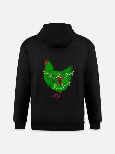 Chicken Christmas Pine Tree - Gildan Heavy Blend Adult Zip Hoodie - black