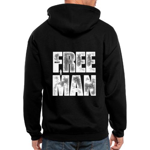 FREE MAN - White Graphic - Men's Zip Hoodie