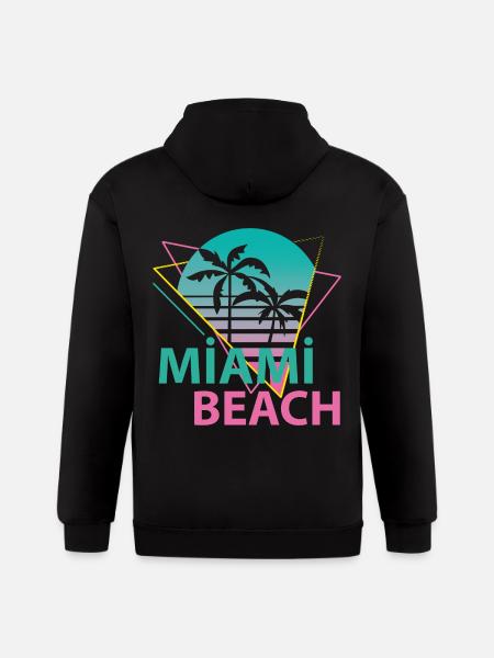 Miami Beach - Gildan Heavy Blend Adult Zip Hoodie - black