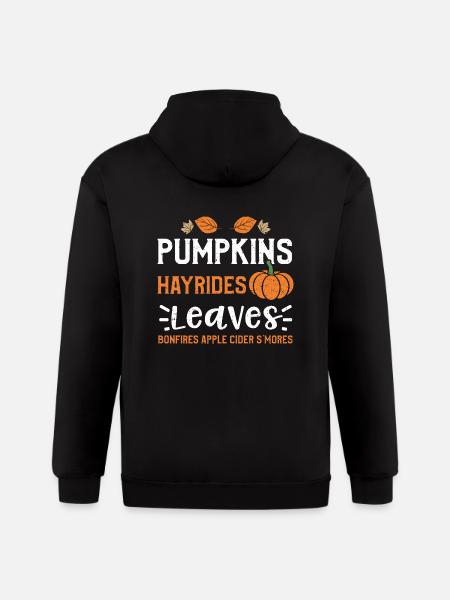Pumpkins Hayrides Leaves Bonfire... - Gildan Heavy Blend Adult Zip Hoodie - black