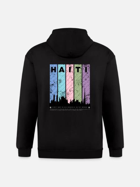 Republic of Haiti - Gildan Heavy Blend Adult Zip Hoodie - black