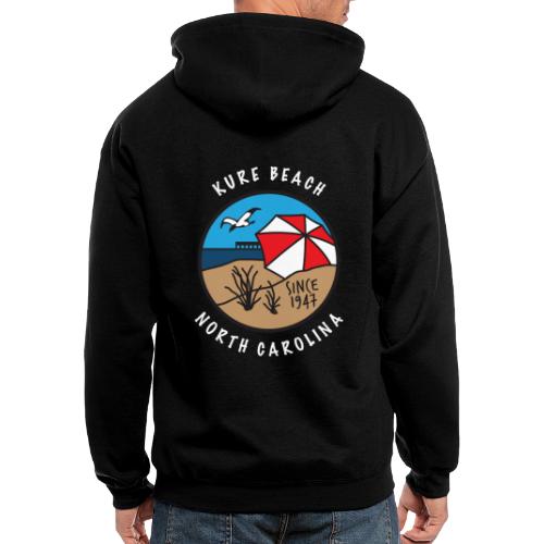 Kure Beach Day-White Lettering-Front Only - Men's Zip Hoodie