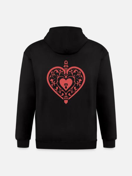 heart ornament - Gildan Heavy Blend Adult Zip Hoodie - black
