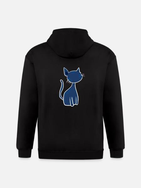blue cat symbol animal cute - Gildan Heavy Blend Adult Zip Hoodie - black
