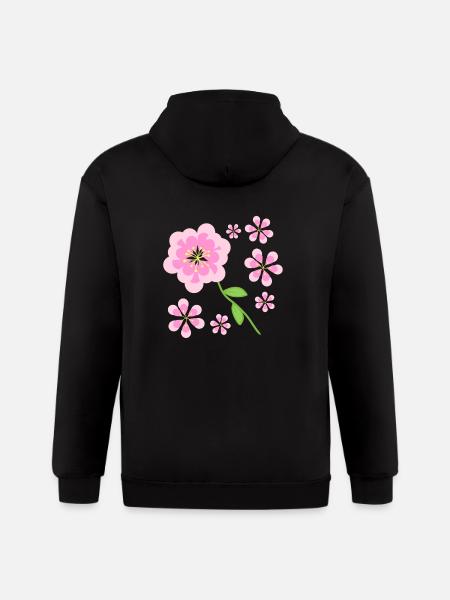 pink flowers pattern - Gildan Heavy Blend Adult Zip Hoodie - black