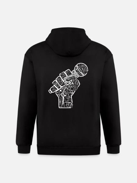 Hand With Microphone Electrics Illustration - Gildan Heavy Blend Adult Zip Hoodie - black