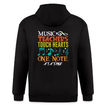 Music teachers touch hearts one note love - Gildan Heavy Blend Adult Zip Hoodie - black - Back - Nick (188cm)