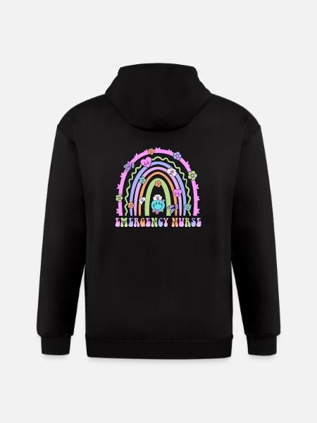 Emergency Nurse rainbow - Gildan Heavy Blend Adult Zip Hoodie - black