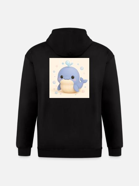 Bubble Whale - Gildan Heavy Blend Adult Zip Hoodie - black