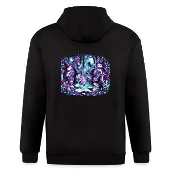Mystic Meows - Gildan Heavy Blend Adult Zip Hoodie - black - Back - Nick (188cm)