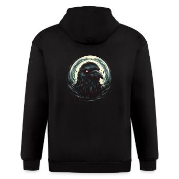 Crimson-Eyed Raven in Moonlight - Gildan Heavy Blend Adult Zip Hoodie - black - Back - Nick (188cm)