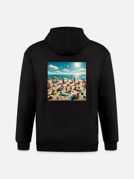 Pigs on the Beach - Gildan Heavy Blend Adult Zip Hoodie - black