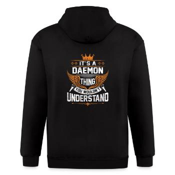 Daemon Name T Shirt - Daemon Things Name Gift Item - Gildan Heavy Blend Adult Zip Hoodie - black - Back - Nick (188cm)