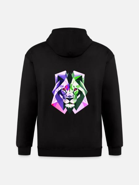 Polygon lion - Gildan Heavy Blend Adult Zip Hoodie - black