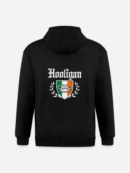 Irish Hooligan Crest vintage distressed look - Gildan Heavy Blend Adult Zip Hoodie - black