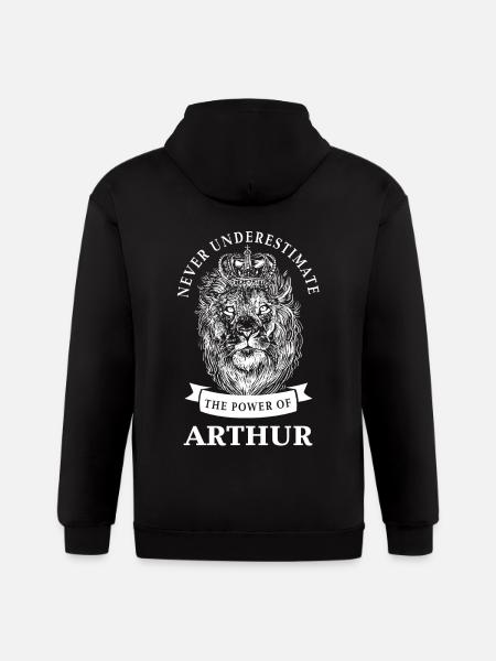 Arthur Gift Name Lion - Gildan Heavy Blend Adult Zip Hoodie - black