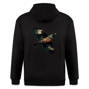 Rossignol bird - Gildan Heavy Blend Adult Zip Hoodie - black - Back - Nick (188cm)