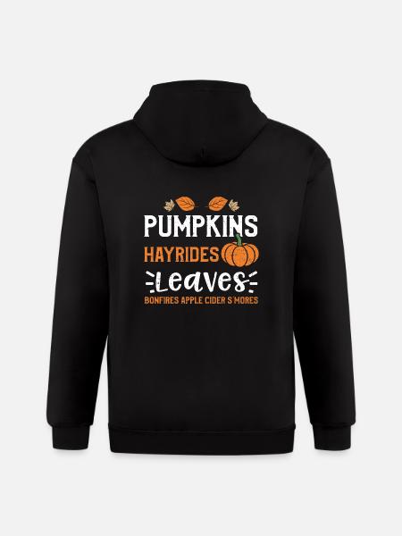 Pumpkins Hayrides Leaves Bonfire... - Gildan Heavy Blend Adult Zip Hoodie - black