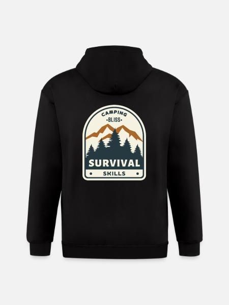 Camping Bliss Survival Skills - Gildan Heavy Blend Adult Zip Hoodie - black