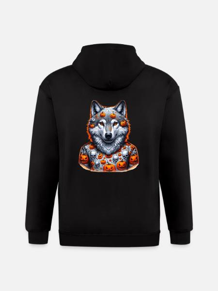 halloween wolf - Gildan Heavy Blend Adult Zip Hoodie - black