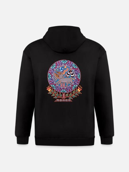 Native Huichol Peyote Deer - Gildan Heavy Blend Adult Zip Hoodie - black