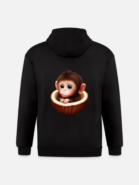 Monkey in a coconut - Gildan Heavy Blend Adult Zip Hoodie - black