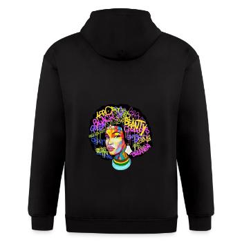Afro Woman Hair - Gildan Heavy Blend Adult Zip Hoodie - black - Back - Nick (188cm)