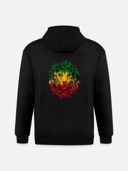 Africa map rasta lion - Gildan Heavy Blend Adult Zip Hoodie - black