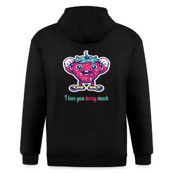 I love you berry much - Gildan Heavy Blend Adult Zip Hoodie - black - Back - Nick (188cm)