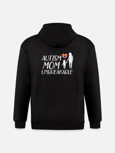 Autism Mom Unbreakable yellow - Gildan Heavy Blend Adult Zip Hoodie - black