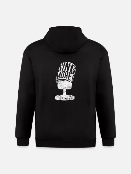 Singer Singing Microphone - Gildan Heavy Blend Adult Zip Hoodie - black