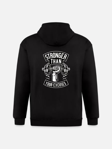 Stronger than your excuses - Gildan Heavy Blend Adult Zip Hoodie - black