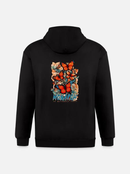monarch butterfly - Gildan Heavy Blend Adult Zip Hoodie - black