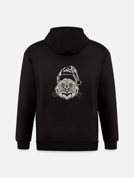 cat in santa hat2 - Gildan Heavy Blend Adult Zip Hoodie - black