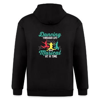 Dancing Through Life, One Muiscal At A Time Singin - Gildan Heavy Blend Adult Zip Hoodie - black - Back - Nick (188cm)