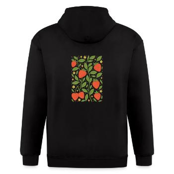 Strawberry Garden Pattern - Gildan Heavy Blend Adult Zip Hoodie - black - Back - Nick (188cm)