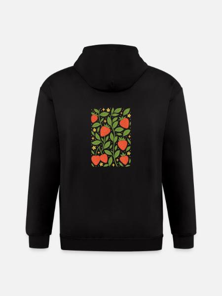 Strawberry Garden Pattern - Gildan Heavy Blend Adult Zip Hoodie - black