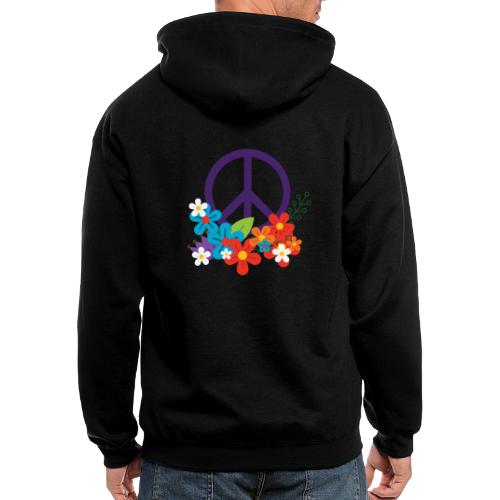Hippie Peace Design With Flowers - Men's Zip Hoodie