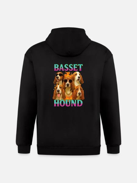 Basset Hound - Gildan Heavy Blend Adult Zip Hoodie - black