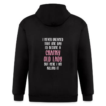 Senior Citizen TShirt Gift Cranky old lady - Gildan Heavy Blend Adult Zip Hoodie - black - Back - Nick (188cm)
