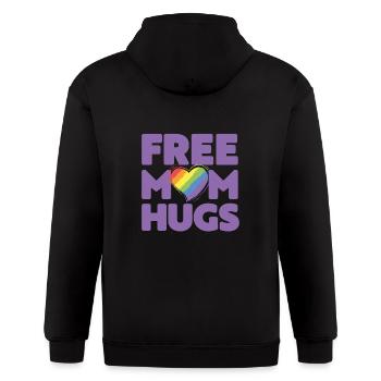 Free Mom Hugs, Free Mom Hugs Rainbow Gay Pride - Gildan Heavy Blend Adult Zip Hoodie - black - Back - Nick (188cm)