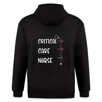 Critical Care Nurse Shirt, ICU Nurse Gift, Nurses - Gildan Heavy Blend Adult Zip Hoodie - black - Back - Nick (188cm)