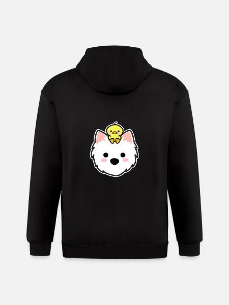 Westie with Duckie - Gildan Heavy Blend Adult Zip Hoodie - black
