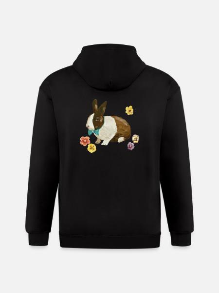 Black And White Bunny - Gildan Heavy Blend Adult Zip Hoodie - black