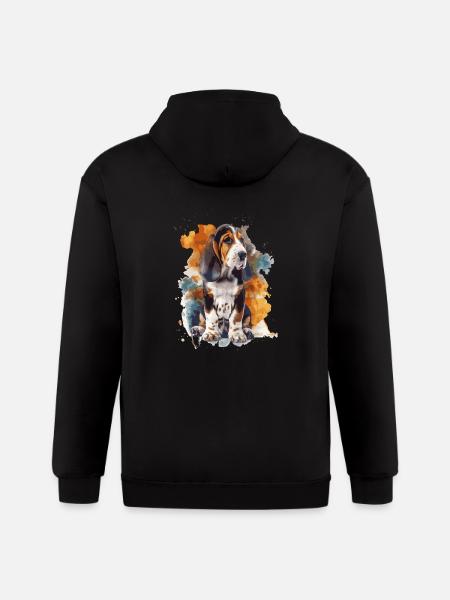 Basset Hound - Gildan Heavy Blend Adult Zip Hoodie - black
