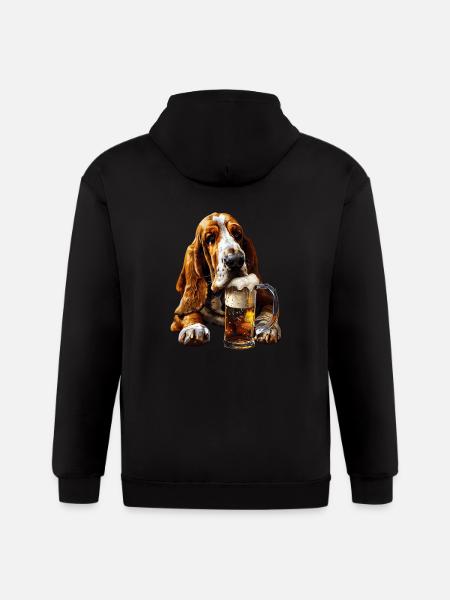 Basset Hound - Gildan Heavy Blend Adult Zip Hoodie - black